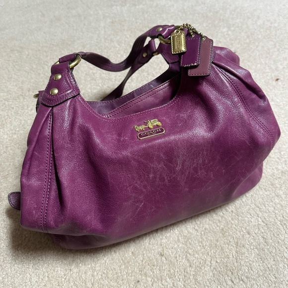 Coach Handbags - Beautifully Worn Purple Coach Bag with Wallet & Checkbook Holder